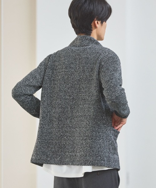 ESSENTIALS WARDROBE（エッセンシャルワードローブ）の「ノーカラーメランジニットソー2ポケットボタンレス長袖カーディガン（カーディガン/ボレロ・メンズ・ブラウン/チャコール・L/M/XL）」の6枚目の写真