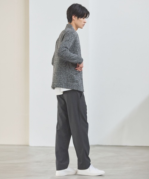 ESSENTIALS WARDROBE（エッセンシャルワードローブ）の「ノーカラーメランジニットソー2ポケットボタンレス長袖カーディガン（カーディガン/ボレロ・メンズ・ブラウン/チャコール・L/M/XL）」の12枚目の写真