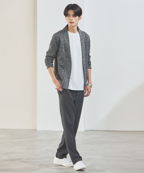 ESSENTIALS WARDROBE（エッセンシャルワードローブ）の「ノーカラーメランジニットソー2ポケットボタンレス長袖カーディガン（カーディガン/ボレロ・メンズ・ブラウン/チャコール・L/M/XL）」の14枚目の写真