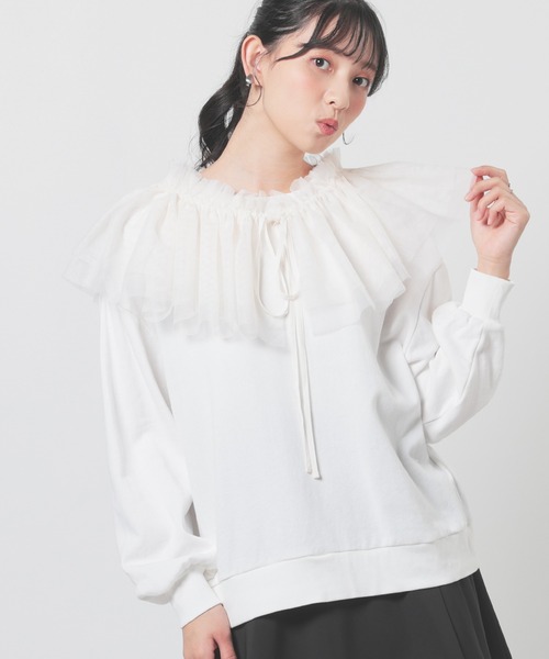 フリル付ゆるトップス（Tシャツ/カットソー）｜Honeys（ハニーズ）の