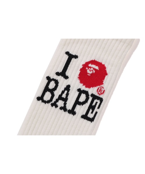 A BATHING APE(アベイシングエイプ)の「ILOVE BAPE SOCKS(ソックス/靴下・メンズ・ブラック/ホワイト・MEDIUM/LARGE)」の3枚目の写真
