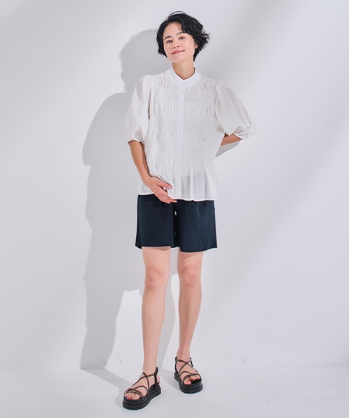 CHOCOA(チョコア)の「リネンショートパンツ(マタニティウェア/グッズ・レディース・ベージュ/ネイビー/ピンク・M/L/XL)」の5枚目の写真