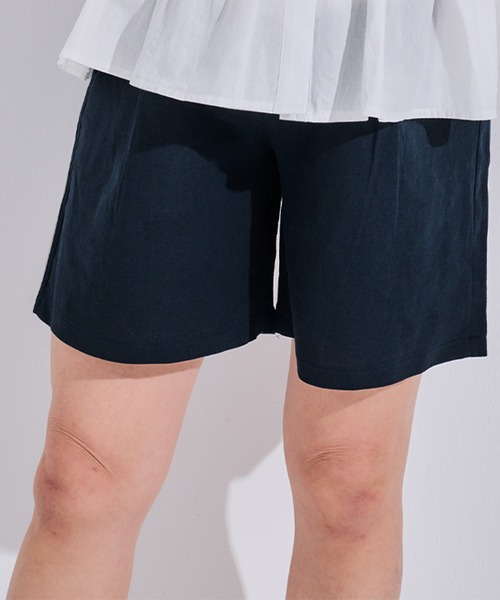 CHOCOA(チョコア)の「リネンショートパンツ(マタニティウェア/グッズ・レディース・ベージュ/ネイビー/ピンク・M/L/XL)」の7枚目の写真