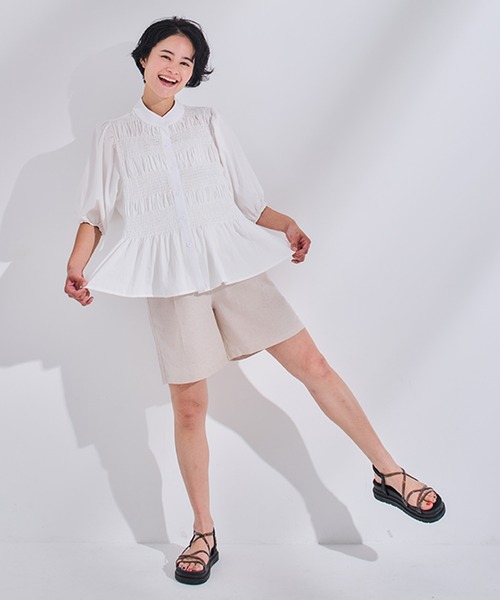 CHOCOA(チョコア)の「リネンショートパンツ(マタニティウェア/グッズ・レディース・ベージュ/ネイビー/ピンク・M/L/XL)」の17枚目の写真