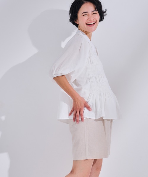 CHOCOA(チョコア)の「リネンショートパンツ(マタニティウェア/グッズ・レディース・ベージュ/ネイビー/ピンク・M/L/XL)」の20枚目の写真