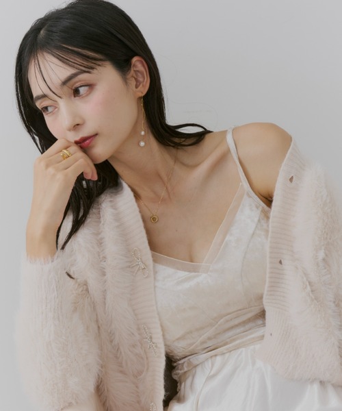 TITTY&CO.(ティティーアンドコー)の「ベロアキャミソール(カップ付き)(キャミソール・レディース・ホワイト/ベージュ/ブラック・FREE)」の3枚目の写真