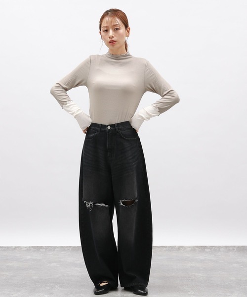 LAKOLE（ラコレ）の「メローエッジタートルプルオーバー / 141186（Tシャツ/カットソー・レディース・ブラック/アイボリー/ブラック系8/ピンク/サンドグレー・SMALL/MEDIUM）」の22枚目の写真