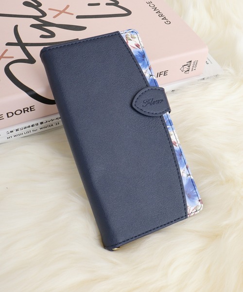 フェイラー花柄手帳型スマホケース ネイビー　専用 フェイラー花柄手帳型スマホケース ネイビー 専用