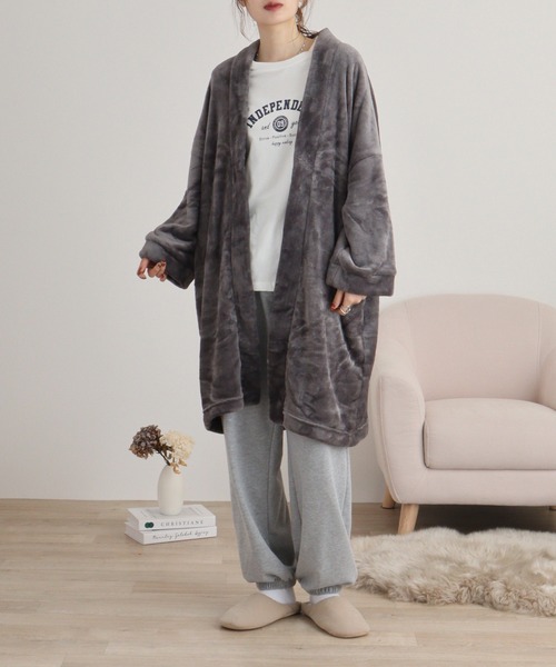 FUNALIVE（ファンアライブ）の「ニューマイヤーガウン（ガウン/バスローブ・レディース・アイボリー/チャコールグレー/ピンク/モカ/ネイビー・FREE）」の3枚目の写真