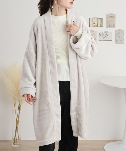 FUNALIVE（ファンアライブ）の「ニューマイヤーガウン（ガウン/バスローブ・レディース・アイボリー/チャコールグレー/ピンク/モカ/ネイビー・FREE）」の2枚目の写真