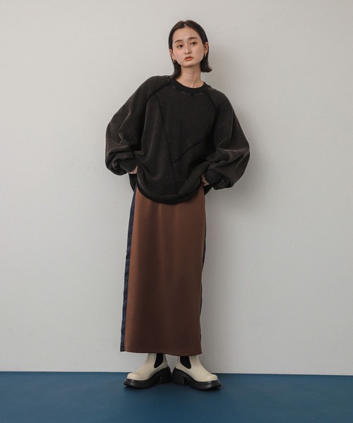 SENSE OF PLACE by URBAN RESEARCH（センスオブプレイスバイアーバンリサーチ）の「サテンキリカエラインスカート（スカート・レディース・ライトベージュ/ブラウン/ネイビー・ONE）」の19枚目の写真