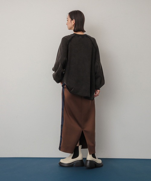 SENSE OF PLACE by URBAN RESEARCH（センスオブプレイスバイアーバンリサーチ）の「サテンキリカエラインスカート（スカート・レディース・ライトベージュ/ブラウン/ネイビー・ONE）」の21枚目の写真