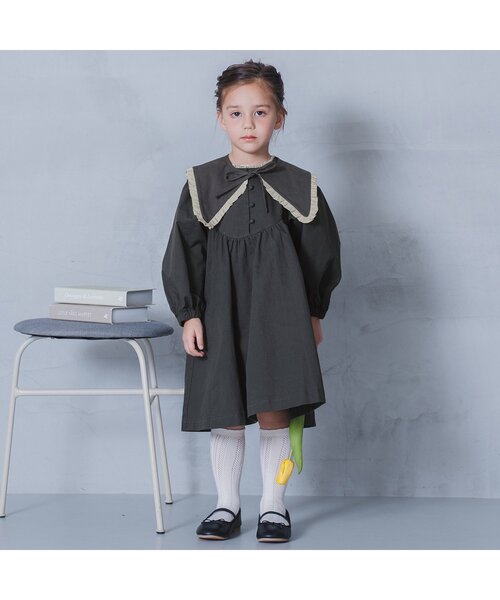 p.premier（ピードットプルミエ）の「【ジュニア対応】つけ衿付き3WAYワンピース_フォーマル対応（ワンピース・キッズ・ベージュ/チャコール/ピンク・90/100/110/120/130/140）」の6枚目の写真