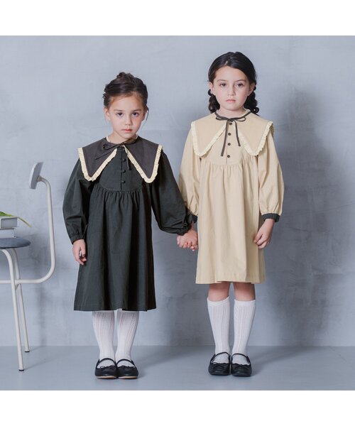 p.premier（ピードットプルミエ）の「【ジュニア対応】つけ衿付き3WAYワンピース_フォーマル対応（ワンピース・キッズ・ベージュ/チャコール/ピンク・90/100/110/120/130/140）」の9枚目の写真