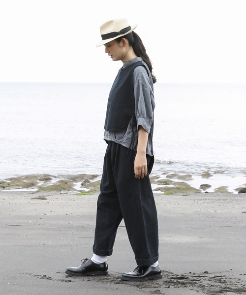 Brocante（ブロカント）の「[Brocante / ブロカント] 綿麻キャンバス リュバンジレ（ベスト・レディース・ホワイト/キャメル/ブラック/アイボリー・2）」の7枚目の写真