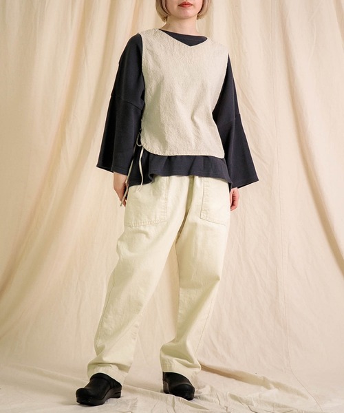 Brocante（ブロカント）の「[Brocante / ブロカント] 綿麻キャンバス リュバンジレ（ベスト・レディース・ホワイト/キャメル/ブラック/アイボリー・2）」の21枚目の写真
