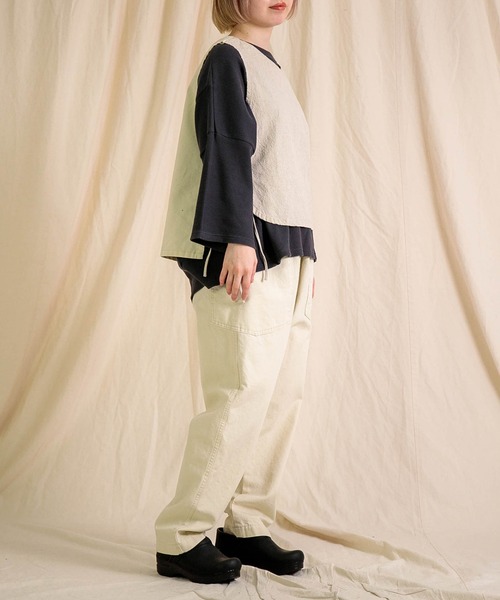 Brocante（ブロカント）の「[Brocante / ブロカント] 綿麻キャンバス リュバンジレ（ベスト・レディース・ホワイト/キャメル/ブラック/アイボリー・2）」の22枚目の写真