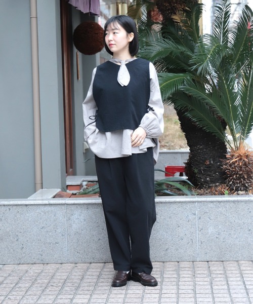 ベスト ジレ 「Brocante / ブロカント」 綿麻キャンバス リュバンジレ レディース Brocante ベスト ジレ 「Brocante / ブロカント」 綿麻
