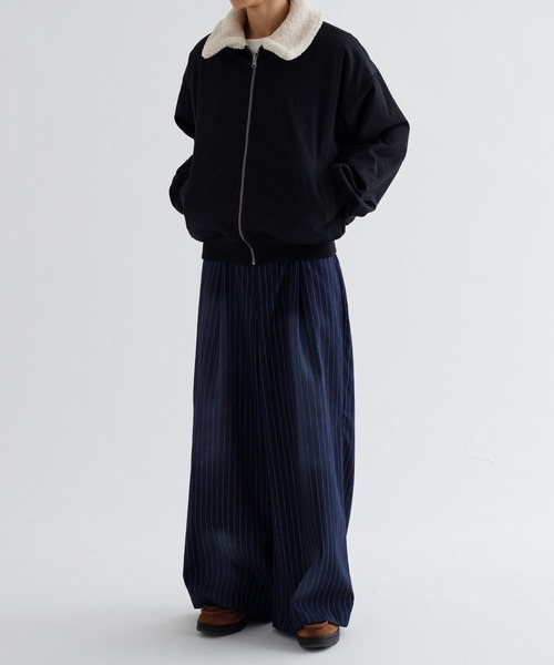 epnokブラックストライプ ワイドパンツ epnok（エプノック）の「【EPNK】Spray stripe wide slacks