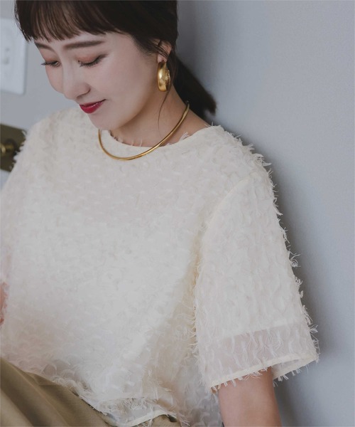 titivate（ティティベイト）の「バックゴールド釦ジャガードトップス（Tシャツ/カットソー・レディース・ブラック/アイボリー・S/L/M）」の13枚目の写真