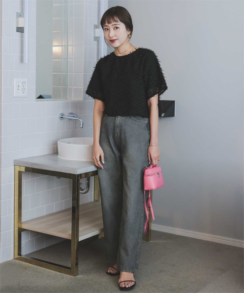 titivate（ティティベイト）の「バックゴールド釦ジャガードトップス（Tシャツ/カットソー・レディース・ブラック/アイボリー・S/L/M）」の19枚目の写真