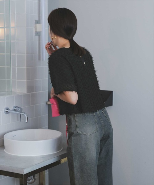 titivate（ティティベイト）の「バックゴールド釦ジャガードトップス（Tシャツ/カットソー・レディース・ブラック/アイボリー・S/L/M）」の20枚目の写真