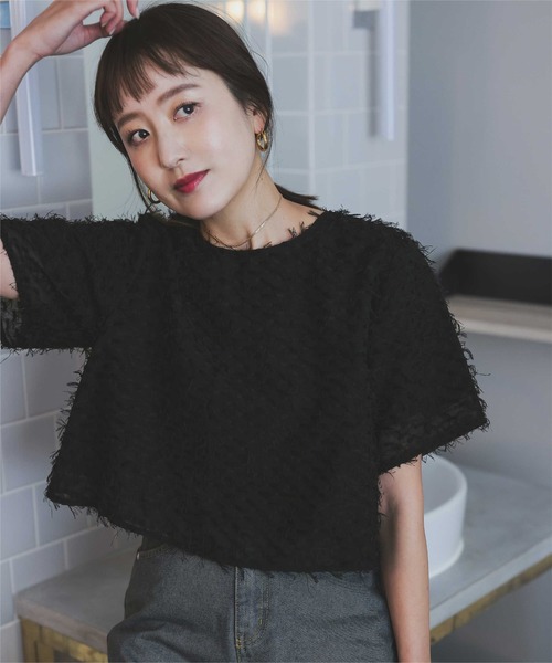 titivate（ティティベイト）の「バックゴールド釦ジャガードトップス（Tシャツ/カットソー・レディース・ブラック/アイボリー・S/L/M）」の21枚目の写真