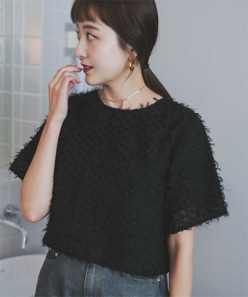 titivate（ティティベイト）の「バックゴールド釦ジャガードトップス（Tシャツ/カットソー・レディース・ブラック/アイボリー・S/L/M）」の9枚目の写真