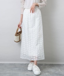 花柄刺繍オーガンジースカート/洗える