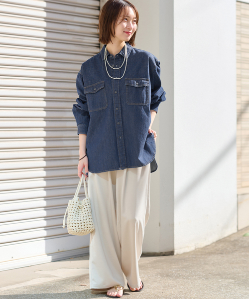 JOURNAL STANDARD relume(ジャーナルスタンダード レリューム)の「《追加3》9oz C/Rデニムワークシャツ(シャツ/ブラウス・レディース・ブルー・FREE)」の3枚目の写真