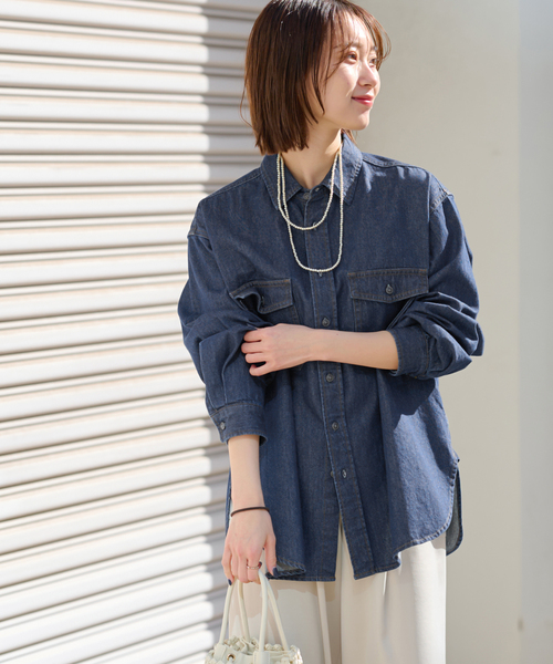 JOURNAL STANDARD relume(ジャーナルスタンダード レリューム)の「《追加3》9oz C/Rデニムワークシャツ(シャツ/ブラウス・レディース・ブルー・FREE)」の6枚目の写真