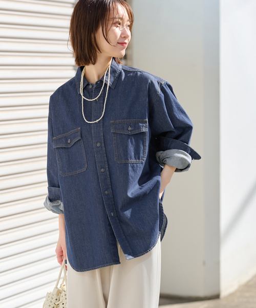 JOURNAL STANDARD relume(ジャーナルスタンダード レリューム)の「《追加3》9oz C/Rデニムワークシャツ(シャツ/ブラウス・レディース・ブルー・FREE)」の7枚目の写真