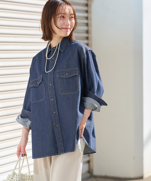 JOURNAL STANDARD relume(ジャーナルスタンダード レリューム)の「《追加3》9oz C/Rデニムワークシャツ(シャツ/ブラウス・レディース・ブルー・FREE)」の8枚目の写真