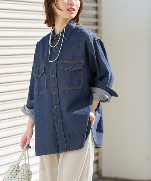 JOURNAL STANDARD relume(ジャーナルスタンダード レリューム)の「《追加3》9oz C/Rデニムワークシャツ(シャツ/ブラウス・レディース・ブルー・FREE)」の9枚目の写真