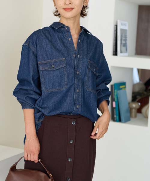 JOURNAL STANDARD relume(ジャーナルスタンダード レリューム)の「《追加3》9oz C/Rデニムワークシャツ(シャツ/ブラウス・レディース・ブルー・FREE)」の22枚目の写真