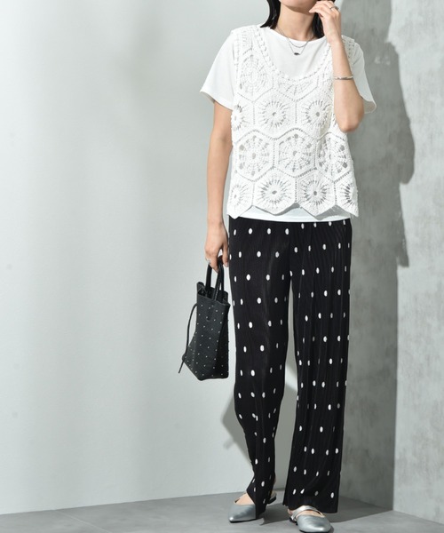 actuel(アクチュエル)の「【actuel】クロシェベスト+TシャツSET(その他トップス・レディース・アイボリー/ホワイト・FREE/LARGE)」の5枚目の写真