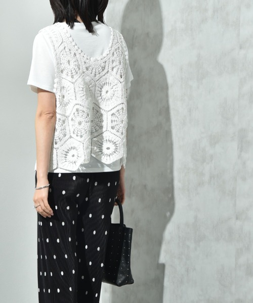 actuel(アクチュエル)の「【actuel】クロシェベスト+TシャツSET(その他トップス・レディース・アイボリー/ホワイト・FREE/LARGE)」の6枚目の写真