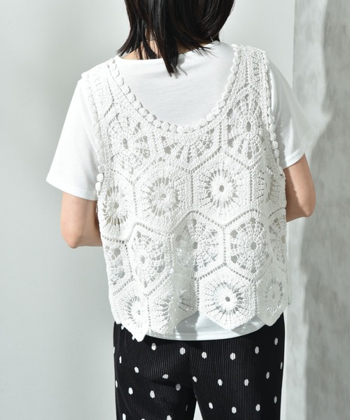 actuel(アクチュエル)の「【actuel】クロシェベスト+TシャツSET(その他トップス・レディース・アイボリー/ホワイト・FREE/LARGE)」の11枚目の写真