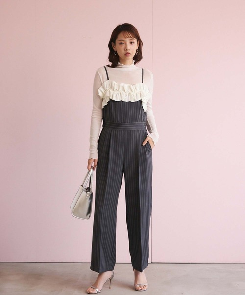 fifth（フィフス）の「フリルキャミオールインワン（つなぎ/オールインワン・レディース・スモークピンク/ブラック/ストライプ・S/M）」の10枚目の写真