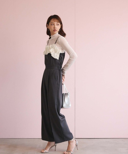 fifth（フィフス）の「フリルキャミオールインワン（つなぎ/オールインワン・レディース・スモークピンク/ブラック/ストライプ・S/M）」の12枚目の写真