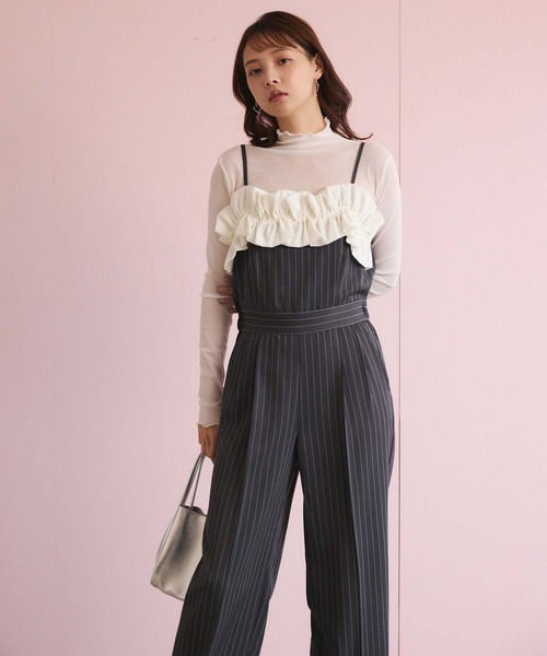 fifth（フィフス）の「フリルキャミオールインワン（つなぎ/オールインワン・レディース・スモークピンク/ブラック/ストライプ・S/M）」の15枚目の写真