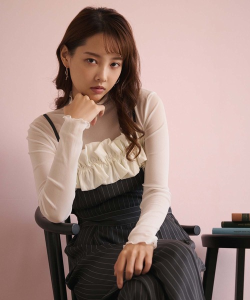 fifth（フィフス）の「フリルキャミオールインワン（つなぎ/オールインワン・レディース・スモークピンク/ブラック/ストライプ・S/M）」の7枚目の写真