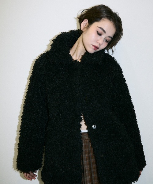 【セール】volume collar boa coat / ボリュームカラーボアコート（ブルゾン）｜Clum（クルム）