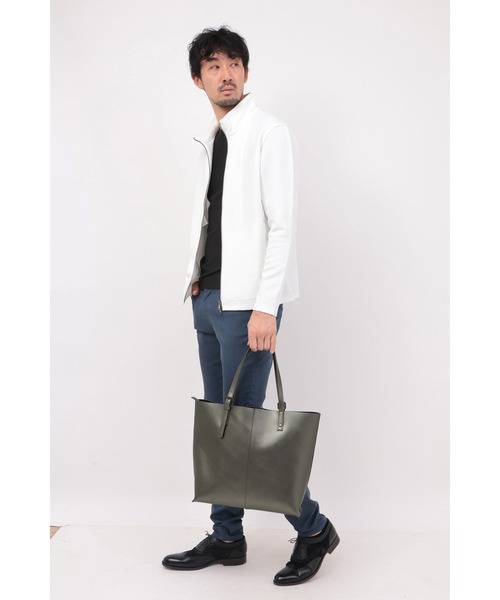 HIGH STREET（ハイストリート）の「HIGH STREET∴スプリットレザートートバッグ（トートバッグ・メンズ・ブラック/グレー系その他2・F）」の3枚目の写真