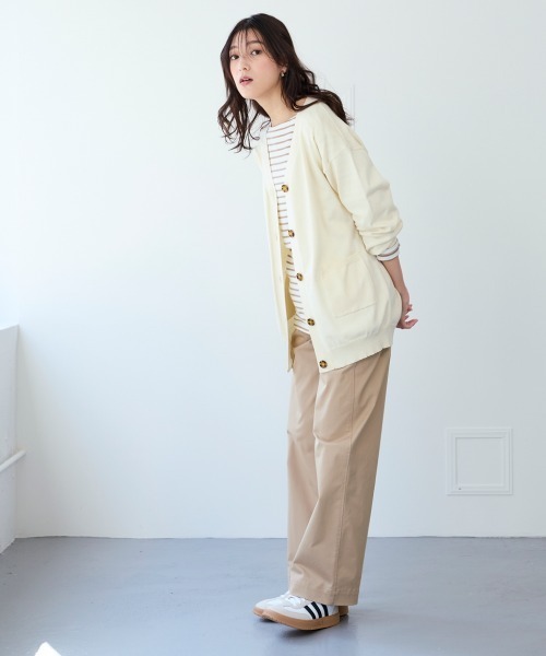 SMILE LAND（スマイルランド）の「＜大きいサイズ＞綿混Ｖネックロング丈ゆるニットカーディガン（毛玉防止・ハンガー干し可能）（カーディガン/ボレロ・レディース・ピンク系/レッド系/ロイヤルブルー/杢グレー/ミント/ブラック/オフホワイト・LL/3L/4L/5L/L）」の17枚目の写真