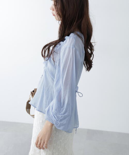 FREE'S MART(フリーズマート)の「◇Vネックシャーリングブラウス(シャツ/ブラウス・レディース・ホワイト/ネイビー/ピンク/ブルー・FREE)」の7枚目の写真