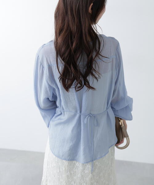 FREE'S MART(フリーズマート)の「◇Vネックシャーリングブラウス(シャツ/ブラウス・レディース・ホワイト/ネイビー/ピンク/ブルー・FREE)」の8枚目の写真