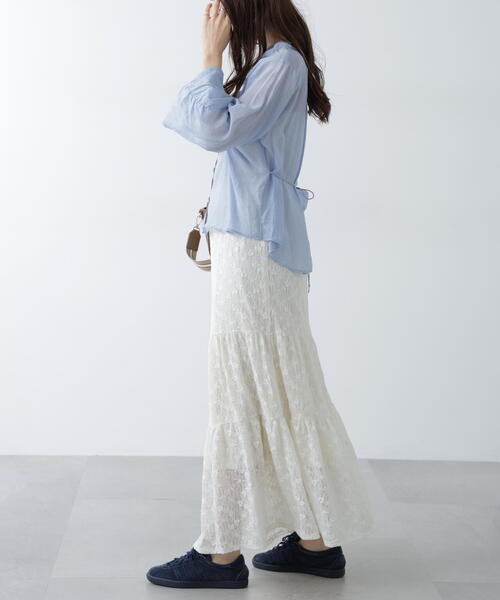 FREE'S MART(フリーズマート)の「◇Vネックシャーリングブラウス(シャツ/ブラウス・レディース・ホワイト/ネイビー/ピンク/ブルー・FREE)」の11枚目の写真