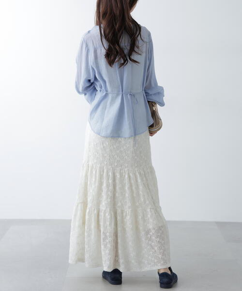 FREE'S MART(フリーズマート)の「◇Vネックシャーリングブラウス(シャツ/ブラウス・レディース・ホワイト/ネイビー/ピンク/ブルー・FREE)」の12枚目の写真