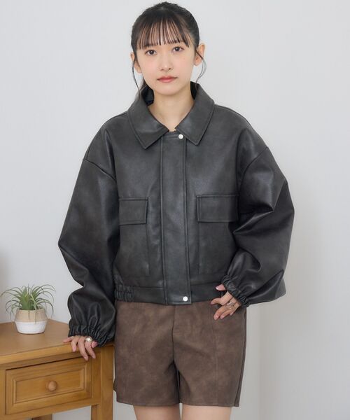 RETRO GIRL(レトロガール)の「FレザーショートBZ(その他アウター・レディース・ナチュラル/ブラウン/ブラック/ライトグレー・FREE)」の20枚目の写真